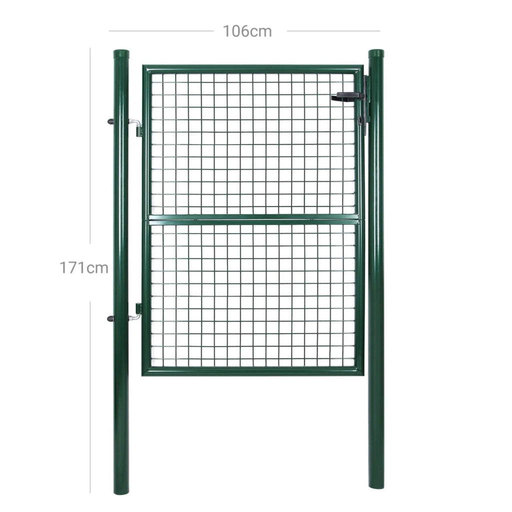 Cancello da giardino in acciaio zincato cancello da giardino cancello per recinzione con serratura maniglia e chiave 106 x 125 cm (L x A) verde 12_0001944