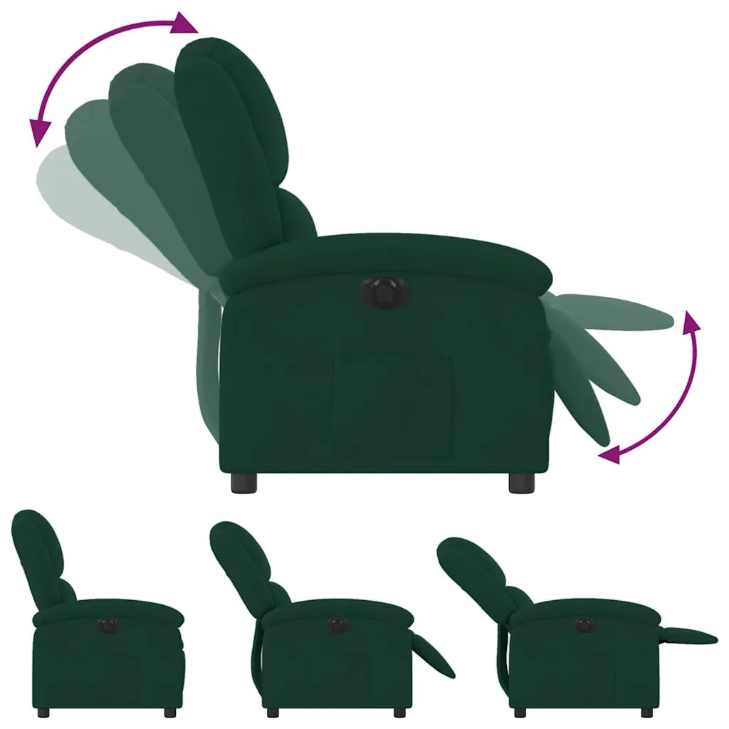 Poltrona | Sedia Relax Elettrica Reclinabile Verde Scuro in Vera Pelle