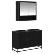 Set di mobili per il Bagno | Armadio da bagno 2 pz Rovere Nero Legno multistrato