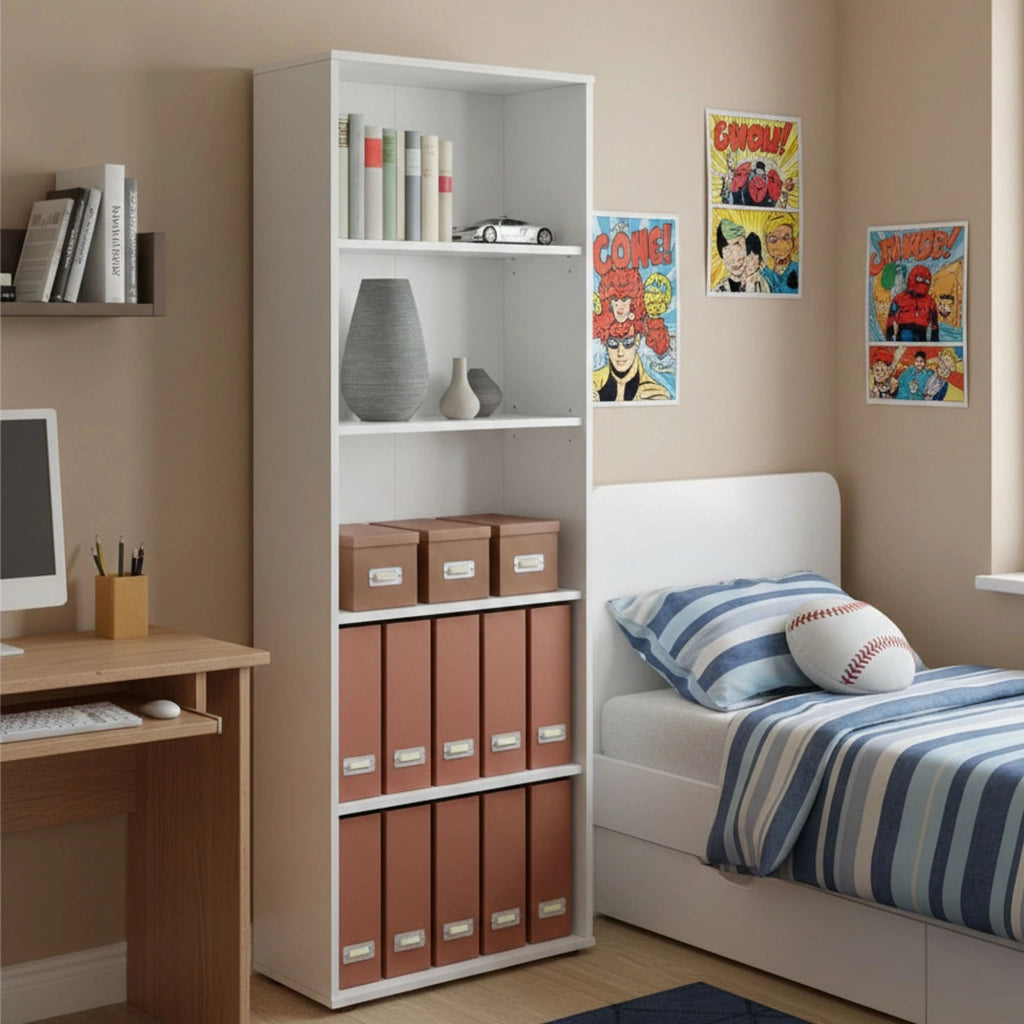 Biblioteca Erba, Libreria 4 Ripiani, 60x30x180h cm Bianco