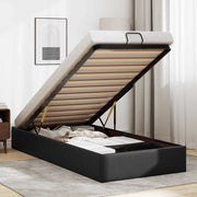 Struttura Letto Pouf senza Materasso-Giroletto con contenitore Nero 80x200 cm Similpelle