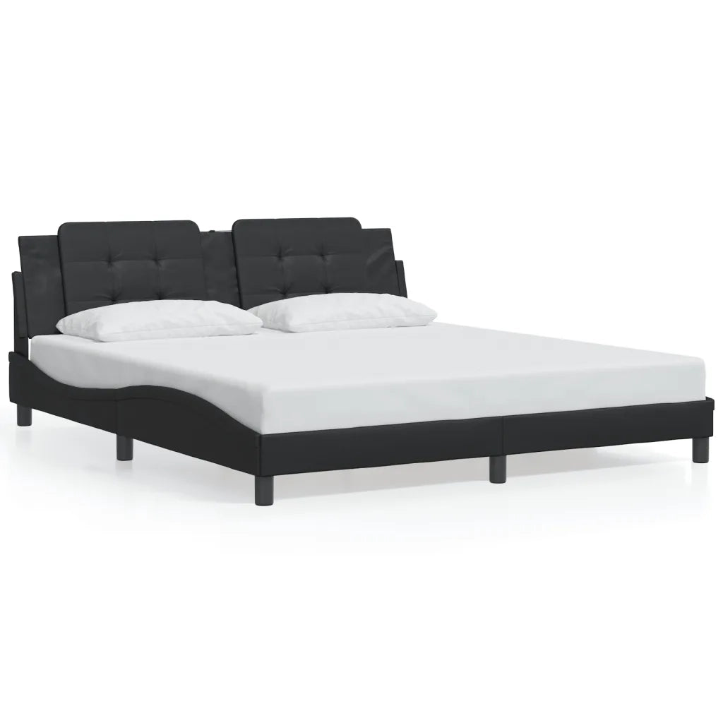 Giroletto con LED senza Materasso-Struttura Letto Zadar Nero 180x200 cm