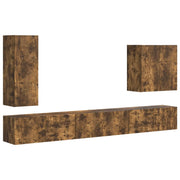 Set di Mobiletto da TV a Parete 6 pz | Armadietto TV | Mobile Porta TV Rovere fum¨¦