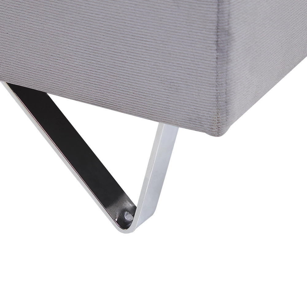Divano angolare in tessuto di velluto a coste grigio 266 x 181 cm Cuscini Gambe cromate
