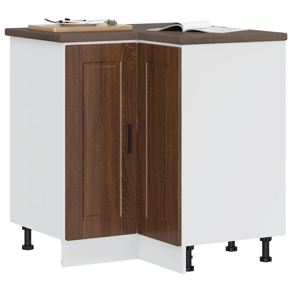 Base ad Angolo Cucina-Mobile Angolare da Cucina Porto Rovere Marrone in Legno Multistrato