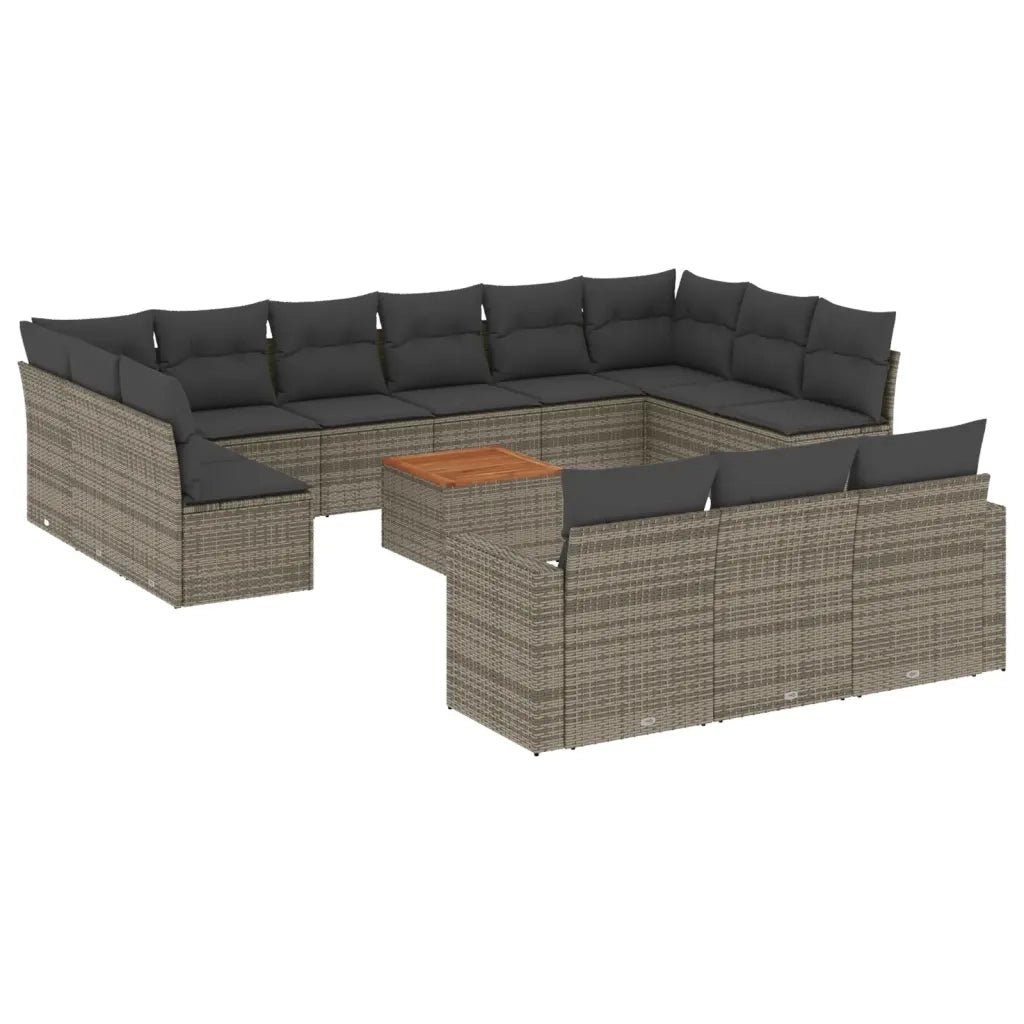 Set Divani da Giardino 14pz con Cuscini in Polyrattan Grigio 3256697
