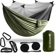 Hangmat per due persone con rete anti-zanzare - ideale per escursioni e survival - leggera e compatta - beige/marrone - sostenibile fino a 450 kg - 280 cm x 185 cm.