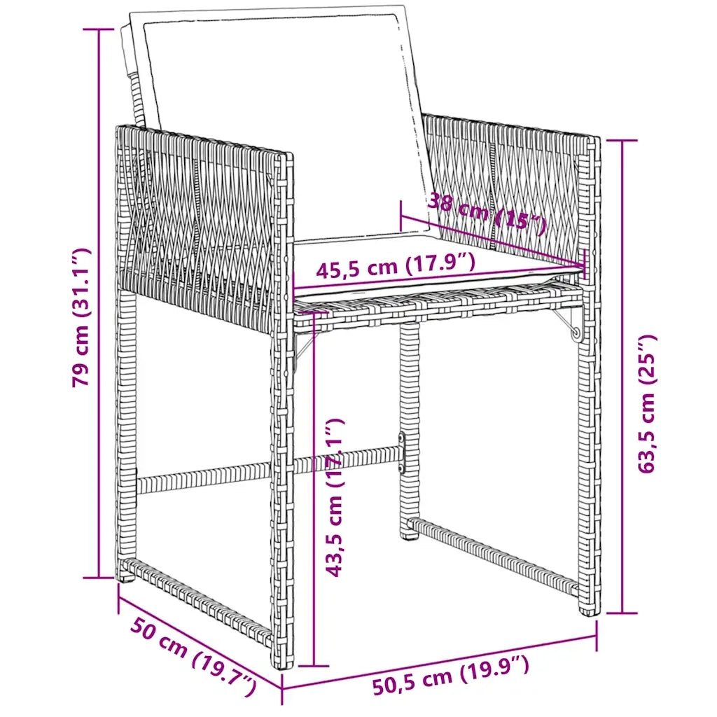 Set da Pranzo da Giardino 11 pz con Cuscini Polyrattan Marrone