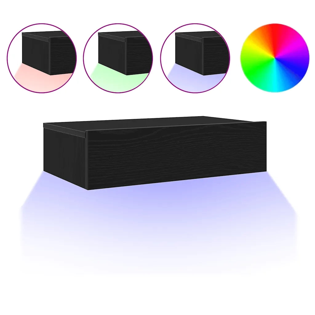vidaXL Mobile TV con luci a LED Rovere Nero 60x35x15,5 cm