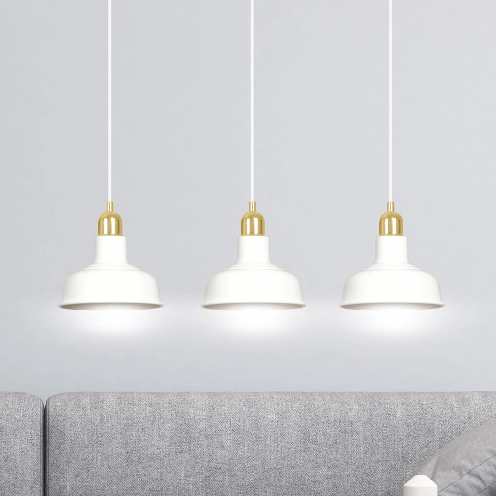 Lampada a sospensione IBOR in acciaio bianco e oro