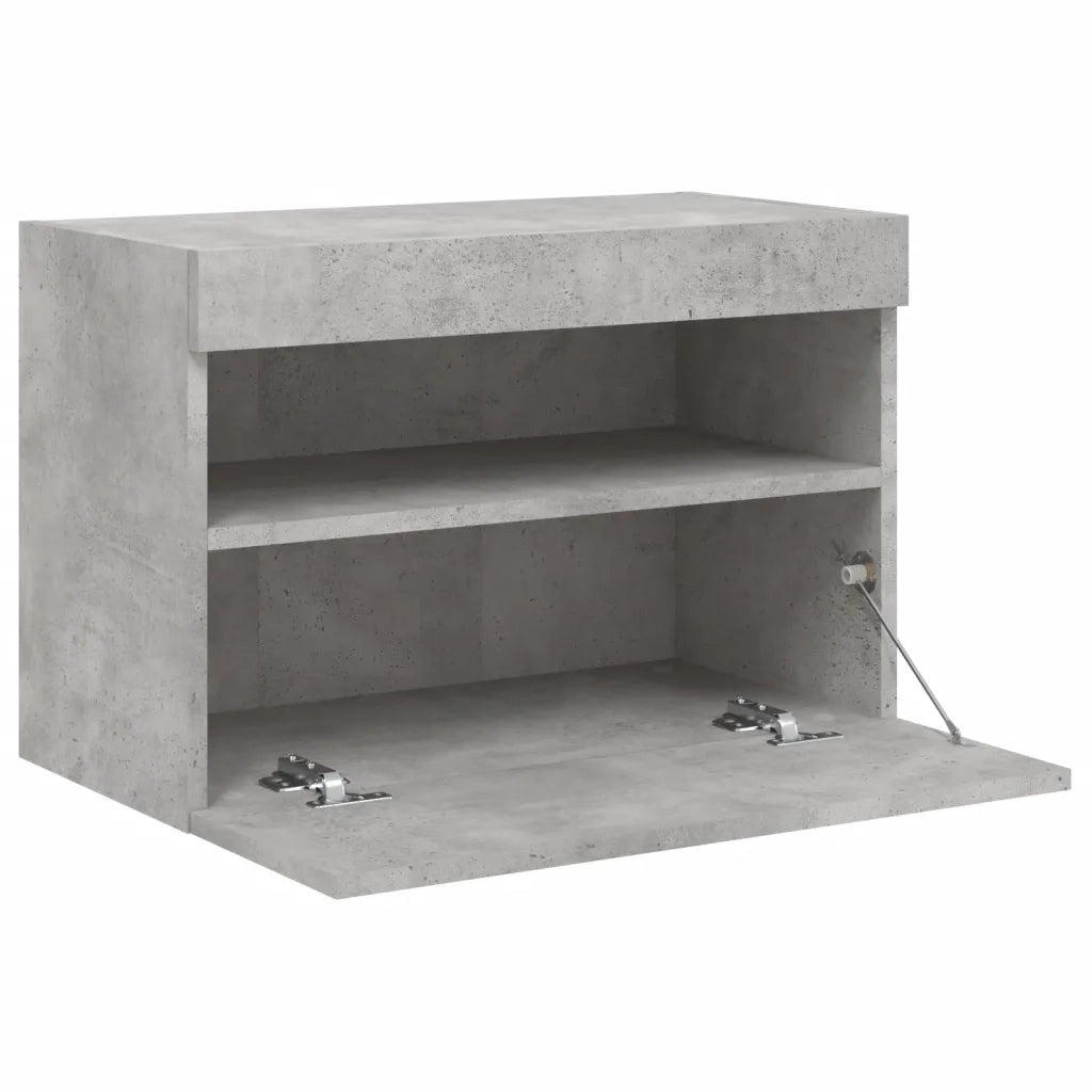 Mobile TV a Parete con Luci LED-Mobile TV a Muro Grigio Cemento 60x30x40 cm