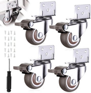 4 ruote per mobili con freno, 32 mm ruote L a 360° girevoli per mobili, ruote per mobili piccole, carico di 16 kg, ruote con freno per trasporto di mobili, tavolo, armadio