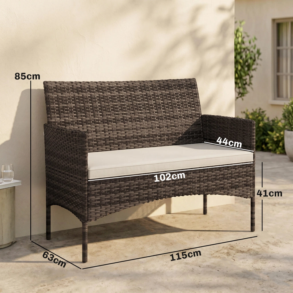 Divano 2 posti in rattan per esterno ¨C zephmum ¨C grigio, tessuto, 90x90x85