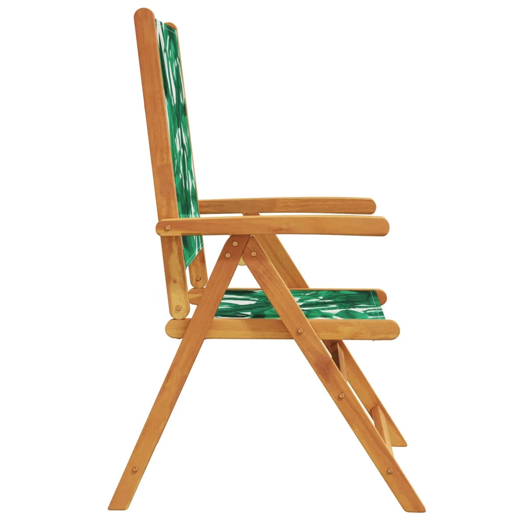 Sedie Giardino Reclinabili 8 pz VerdiTessuto e Legno Massello