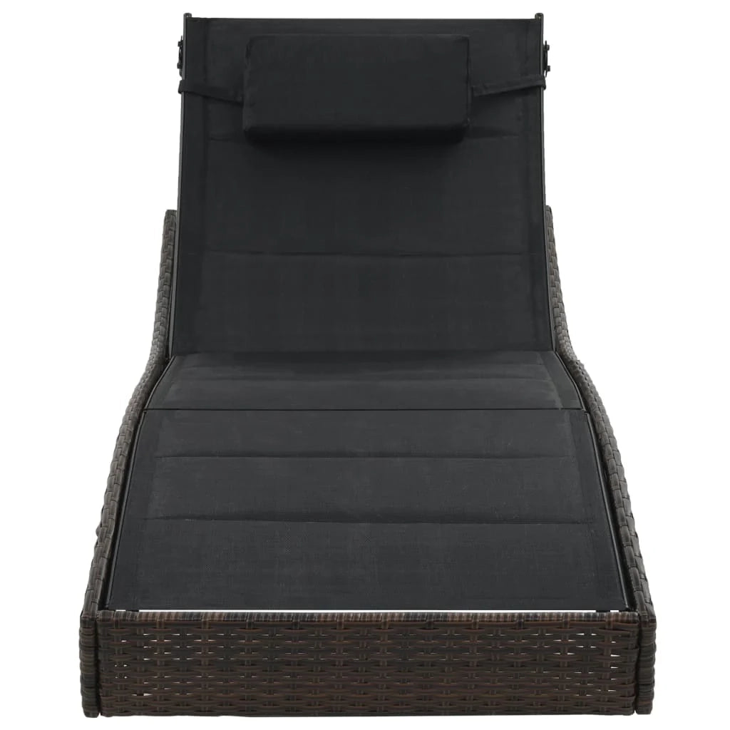 Lettino prendisole sedia a sdraio lettino prendisole letto da giardino mobili da esterno per patio resina intrecciata e textilene marrone 02_0012921