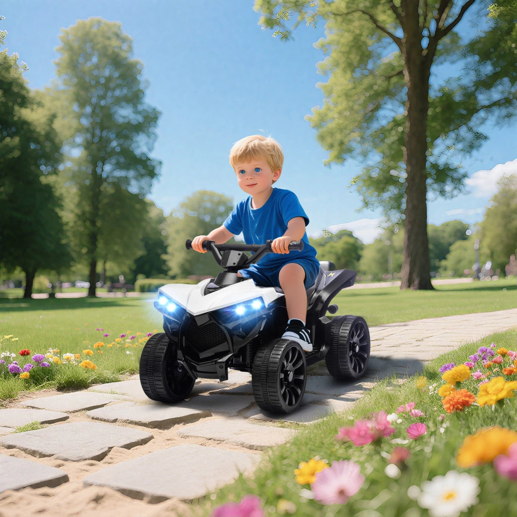 Quad Elettrico Bambini ATV ¨C zephmum ¨C Bianco, LED, 6V, 3-6 Anni