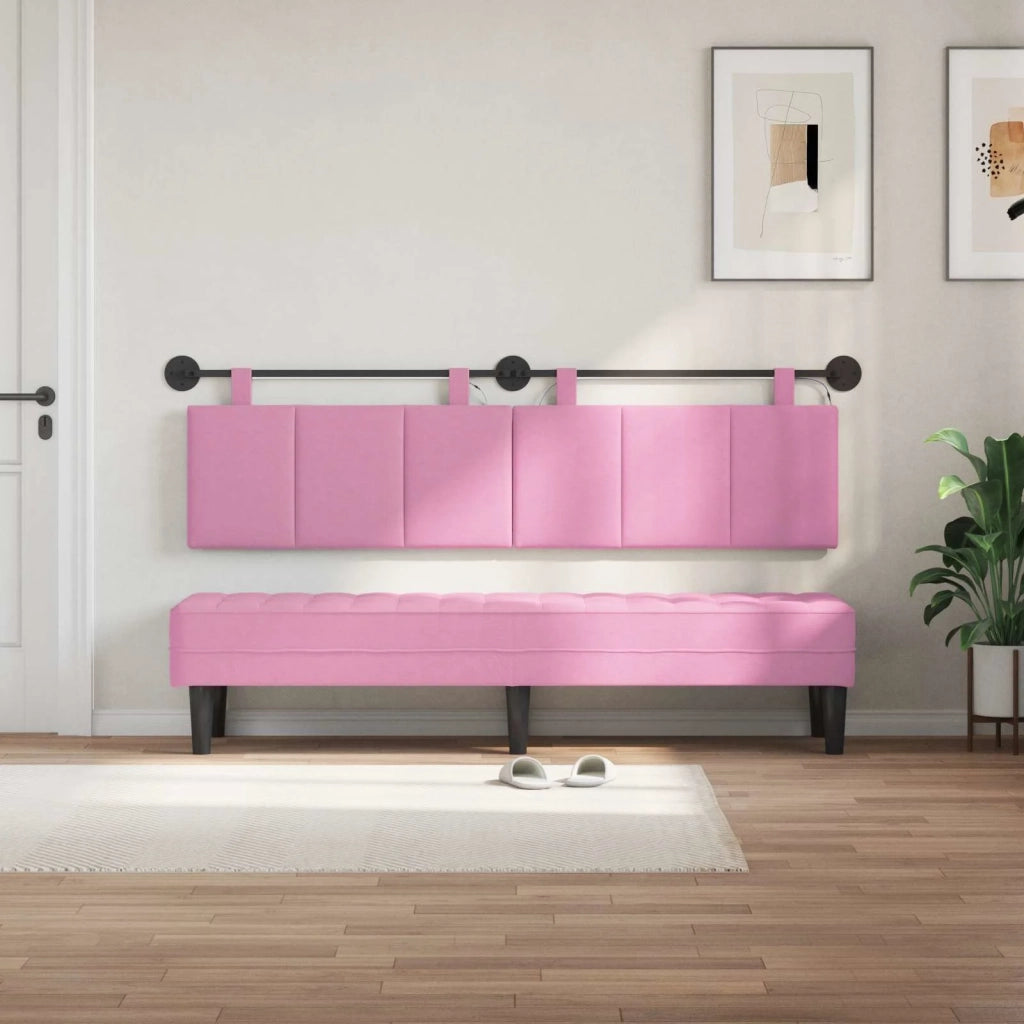 Testiera sospesa Con luce LED Rosa Tessuto