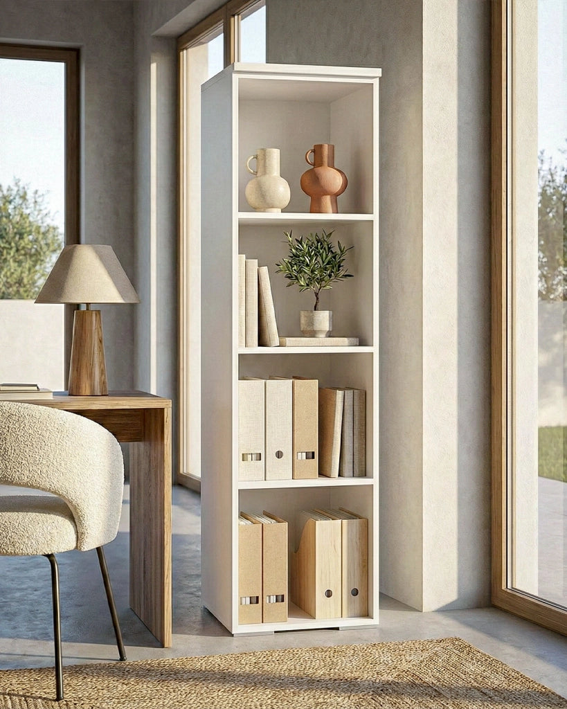 Armadio ufficio Detroit - Mobile archivio - 3 mensole incluse - L. 45 x H. 160 x P. 42,5 cm – Bianco_