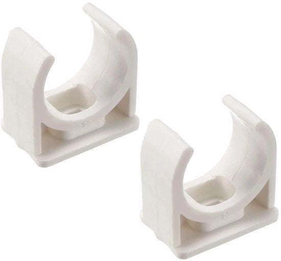 Clip PVC universale per tubi - Sostegno slang - Bianco - Clip per tubi 20mm - Adatto per supporti per TV e hanger per tubi
