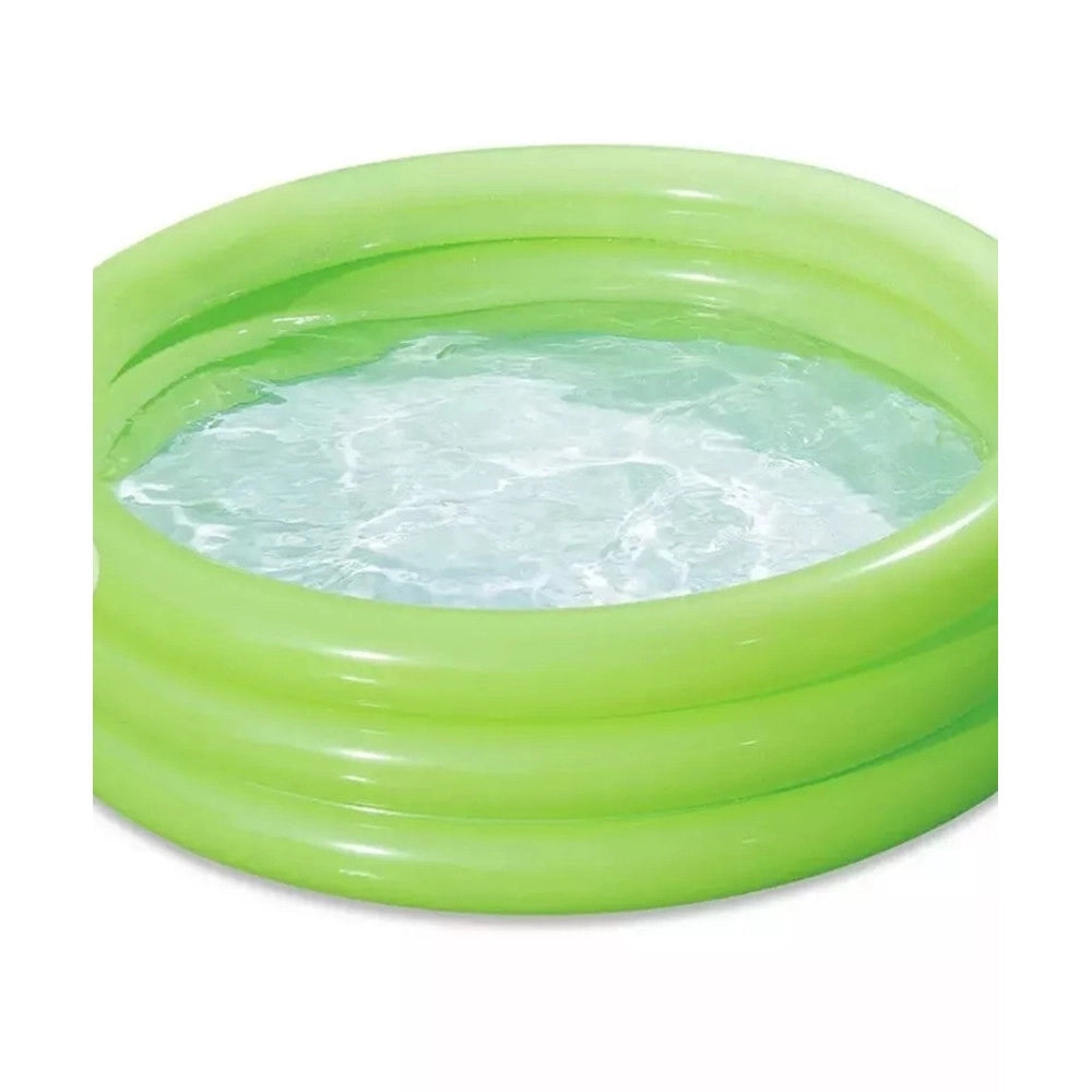Trade Shop - Piscina Gonfiabile Verde A 3 Anelli Per Bambini Rotonda 91 X 23 Cm Giardino 017550 -