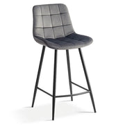 Sedia da bancone JUTE - Velluto color taupe - Gambe in metallo - Altezza 95 cm - Stile contemporaneo