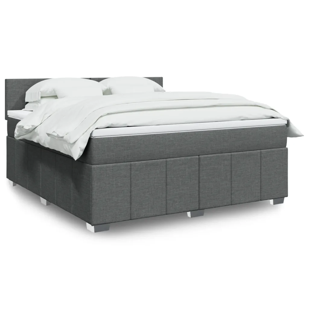 Giroletto a Molle con Materasso Grigio Scuro 180x200 cm Tessuto