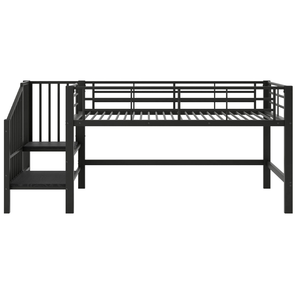 Letto a soppalco semi alto 90x200 cm con scala contenitore nero
