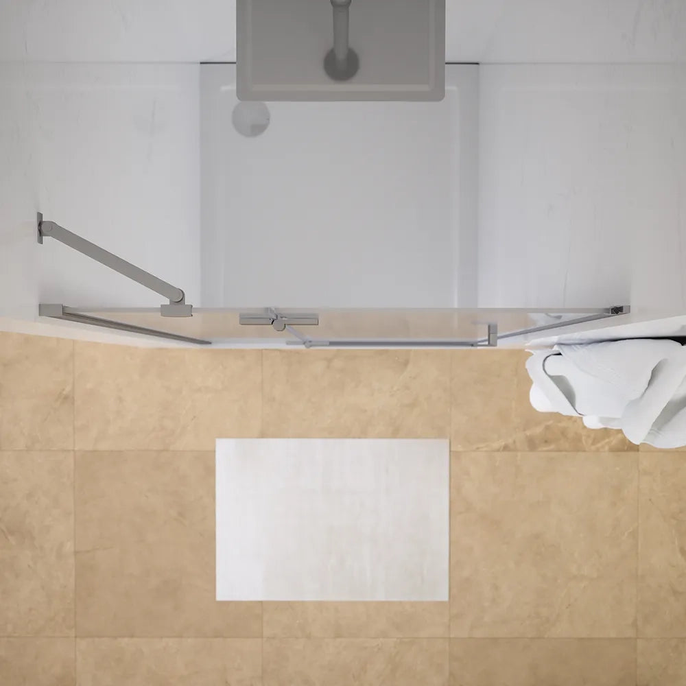 Porta doccia 110cm apertura a battente lato sinistro con cerniere, profili cromati e vetro da 8mm trasparente h195 | Fiji
