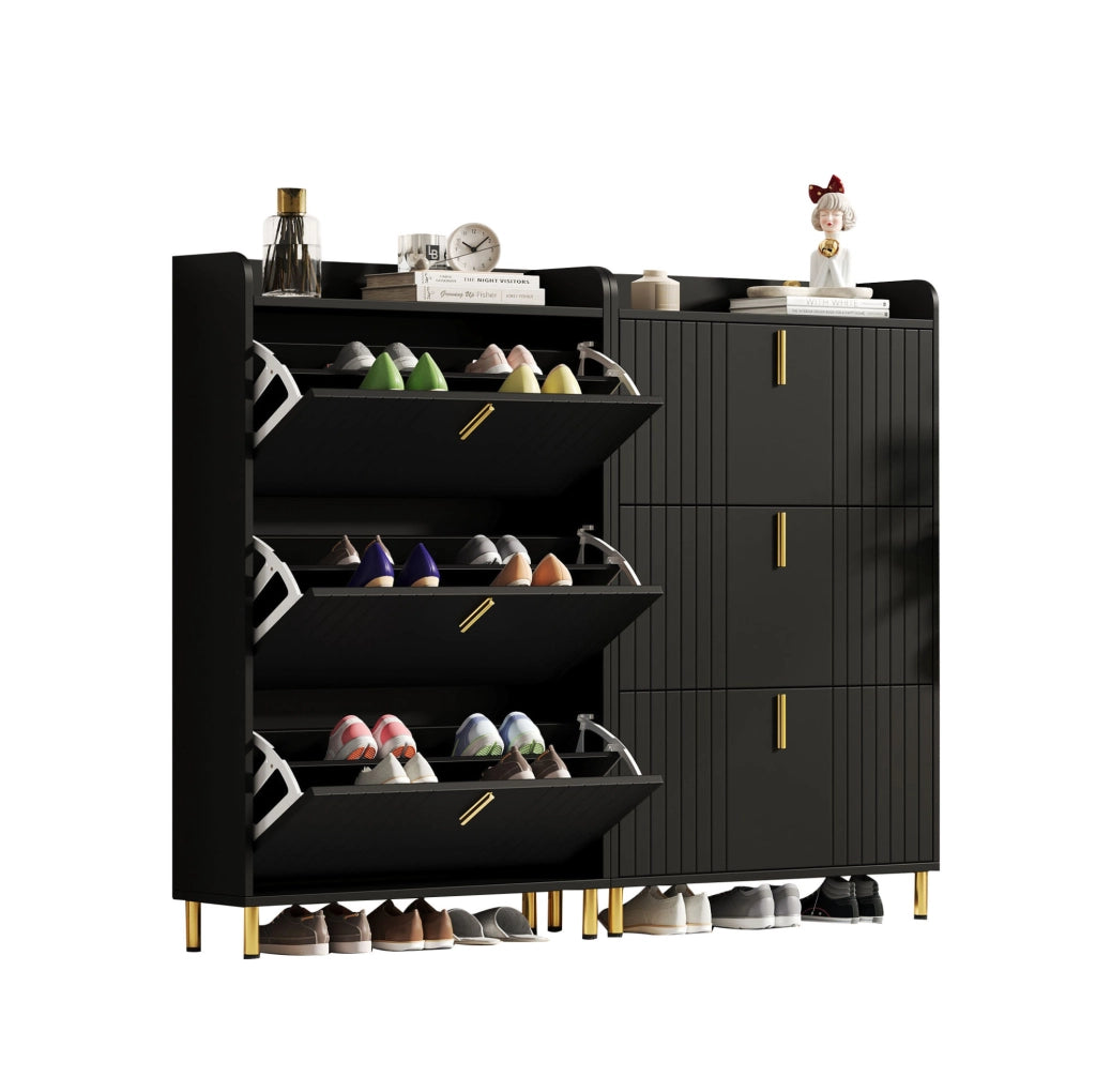 Set di 2 scarpiere nere in MDF 80×23×123,5 cm