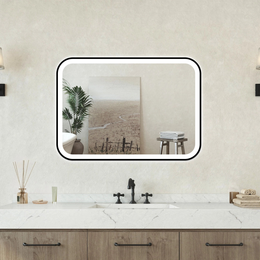 Specchio bagno Rettangolare 70x50cm Retroilluminato Con Led, Antiappannamento + 3 Luci