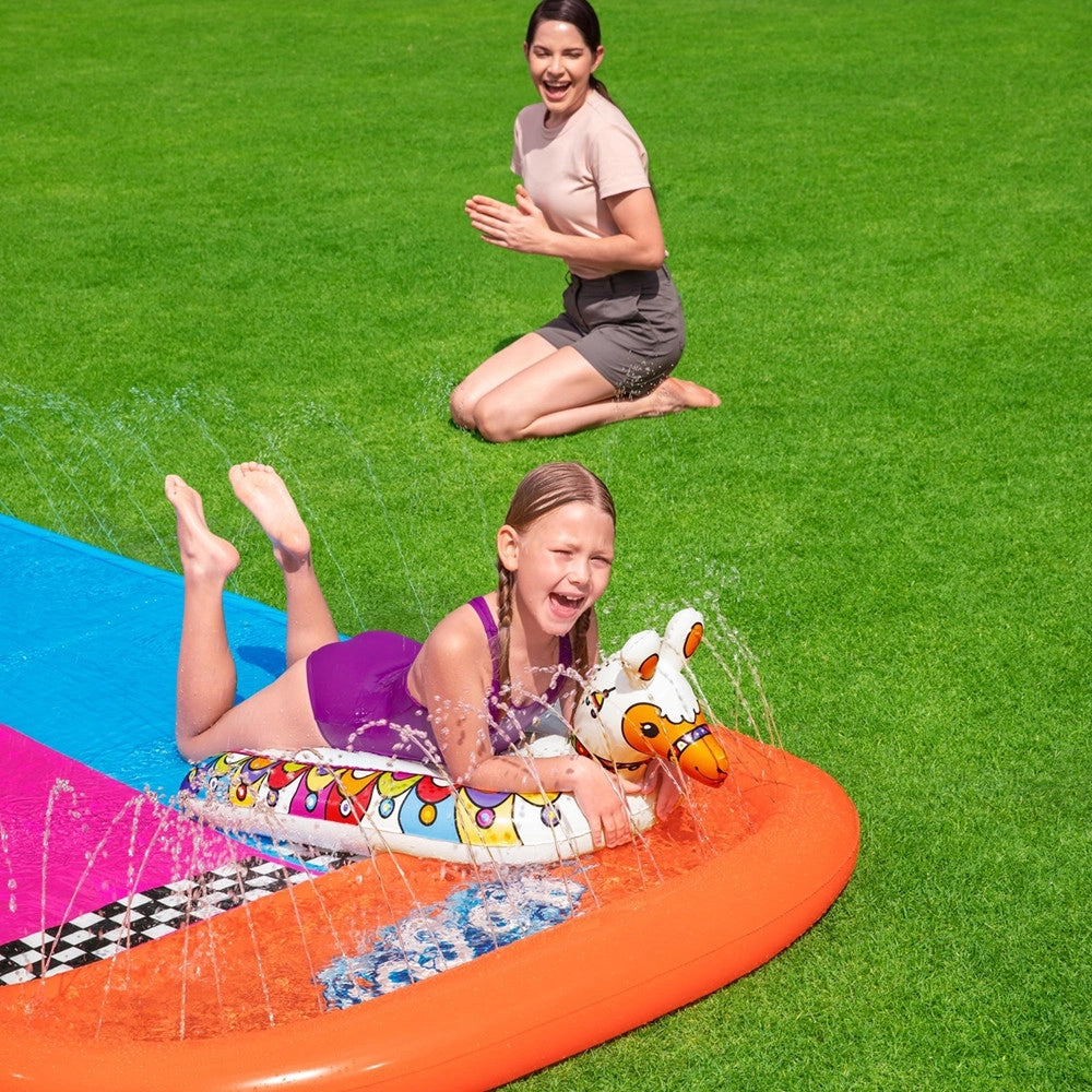 Trade Shop - Scivolo Acquatico Per 2 Persone Con Tavole Surf Lama Gonfiabili 488cm Bambini Giardino 52320 -