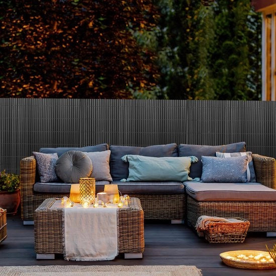 Schermo per giardino in PVC da 1,6x3m per privacy – separazione per giardino e schermo per balcone in PVC da 1,6x3m colore grigio