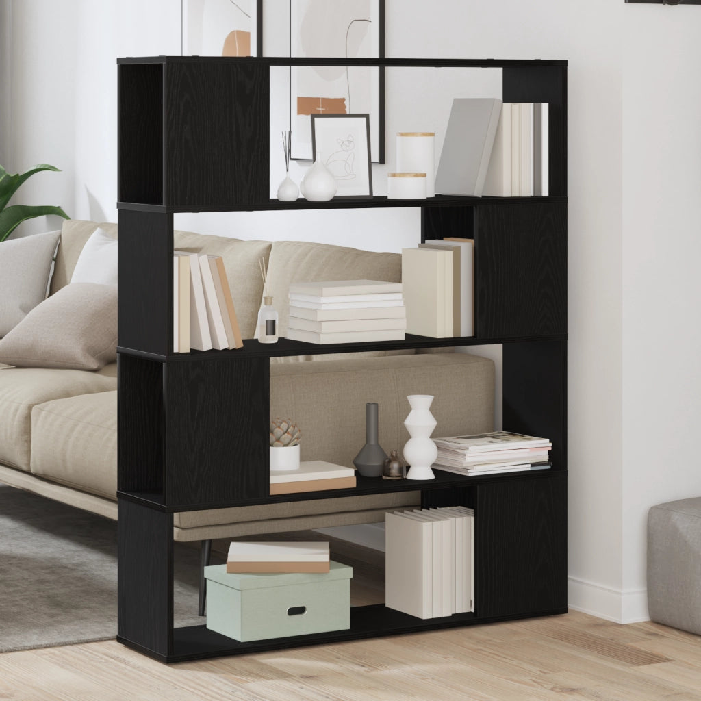 Scaffale  Nero Rovere 100x24x124 cm in legno ingegnerizzato