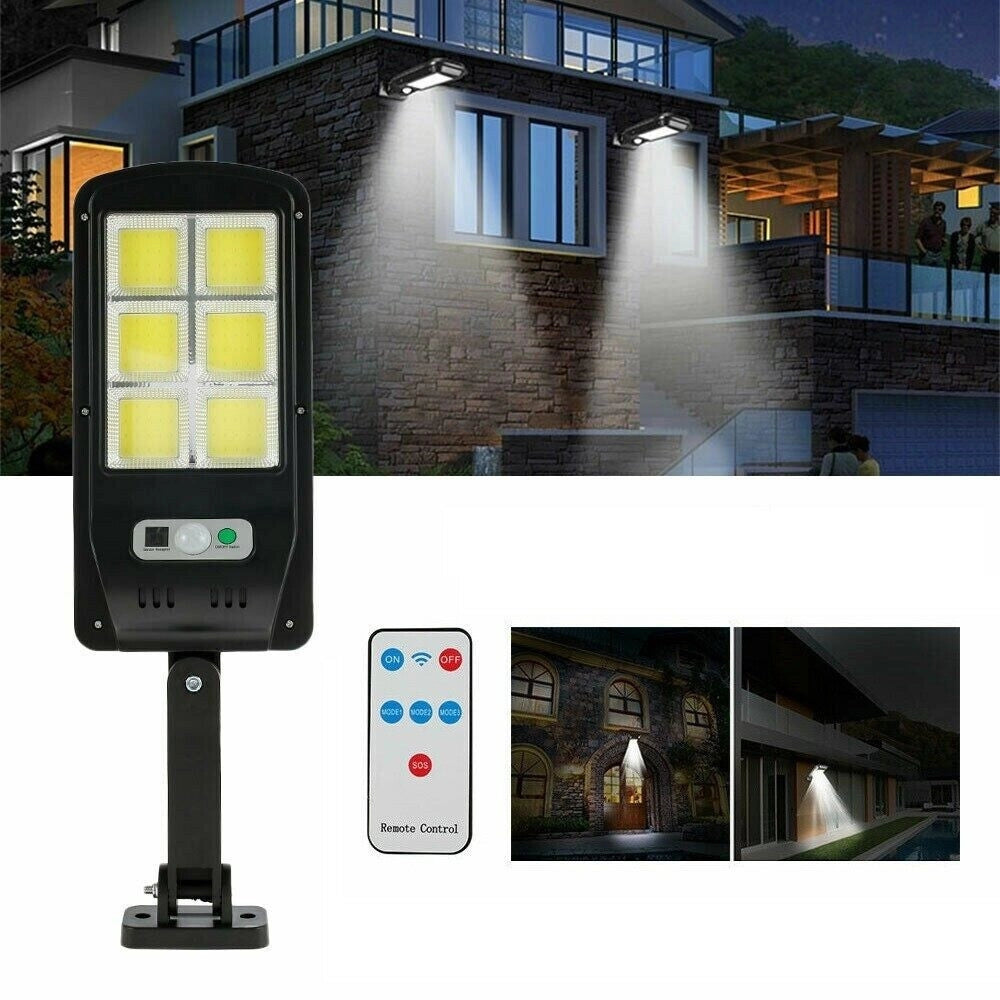 Trade Shop - Faro Lampione Stradale Pannello Solare Fotovoltaico Sensore 120 Led Cob 5195 -