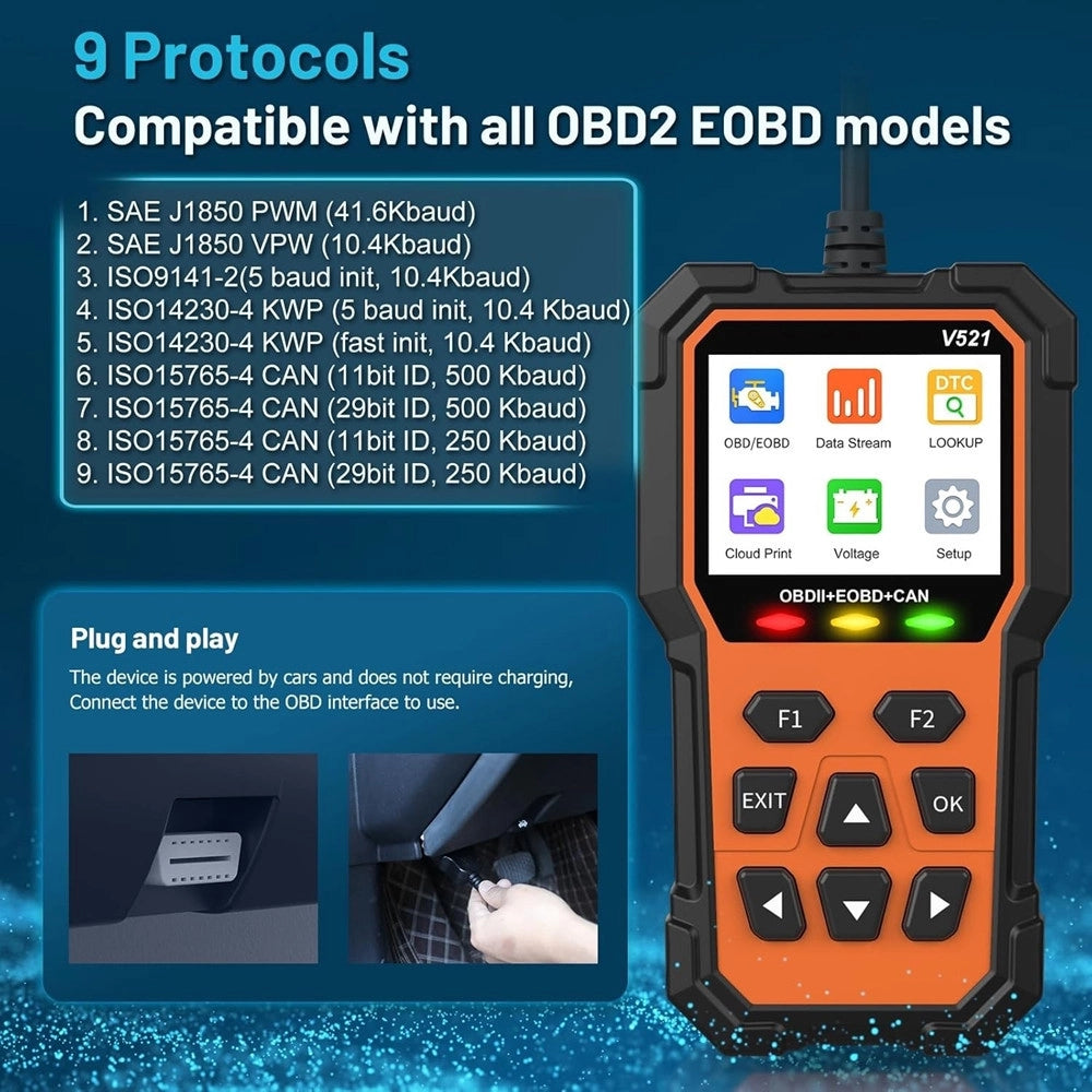 Trade Shop - Obd2 Diagnosi Auto Italiano Lettore Cancellazione Codici Errore Spia Motore V521 -