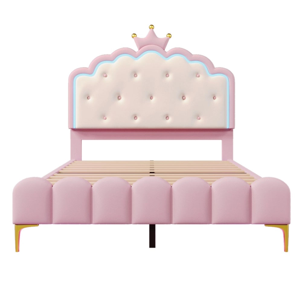 Letto Imbottito con LED e Telecomando ¨C MINIMAL ¨C Rosa, PU, 140x200