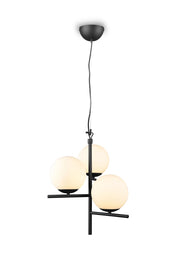 Lampada a sospensione 3 sfere, metallo, nero e bianco, D 40 cm, Pure