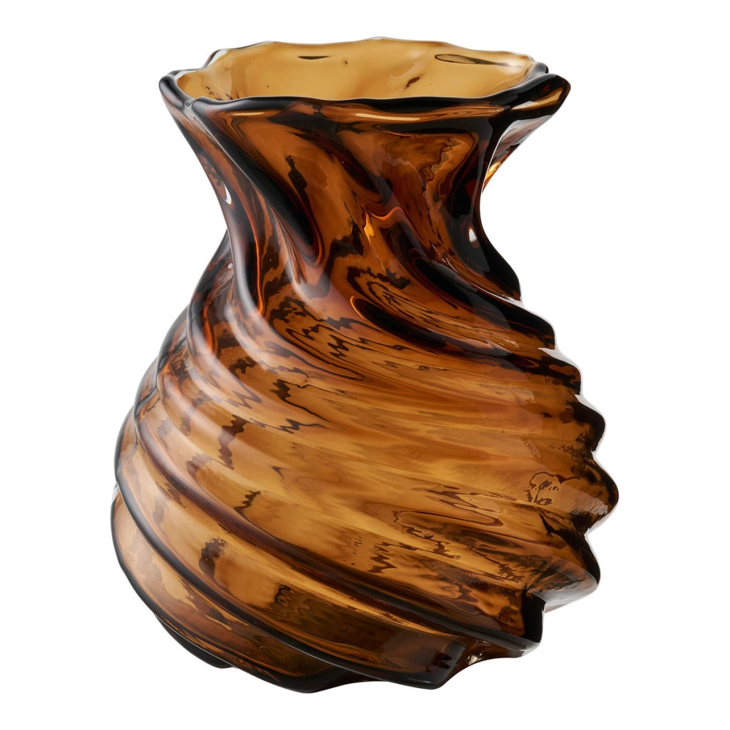 Vaso Decorativo HN2, Marrone, Vetro, 16x16x18,5 cm