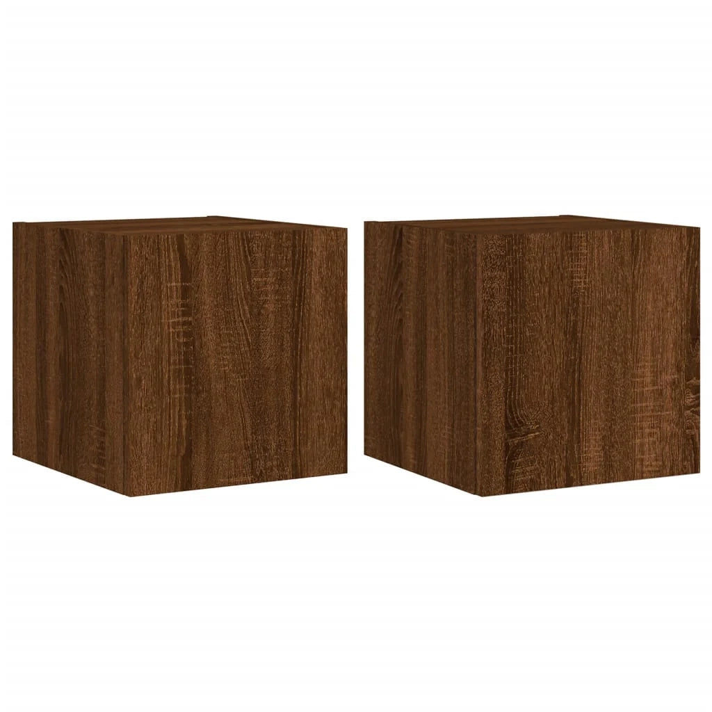 Mobile TV multimediale da parete mensola TV credenza TV mobile TV sala da pranzo soggiorno camera da letto luci LED 2 pezzi rovere 30,5 x 35 x 30 cm marrone 02_0029158
