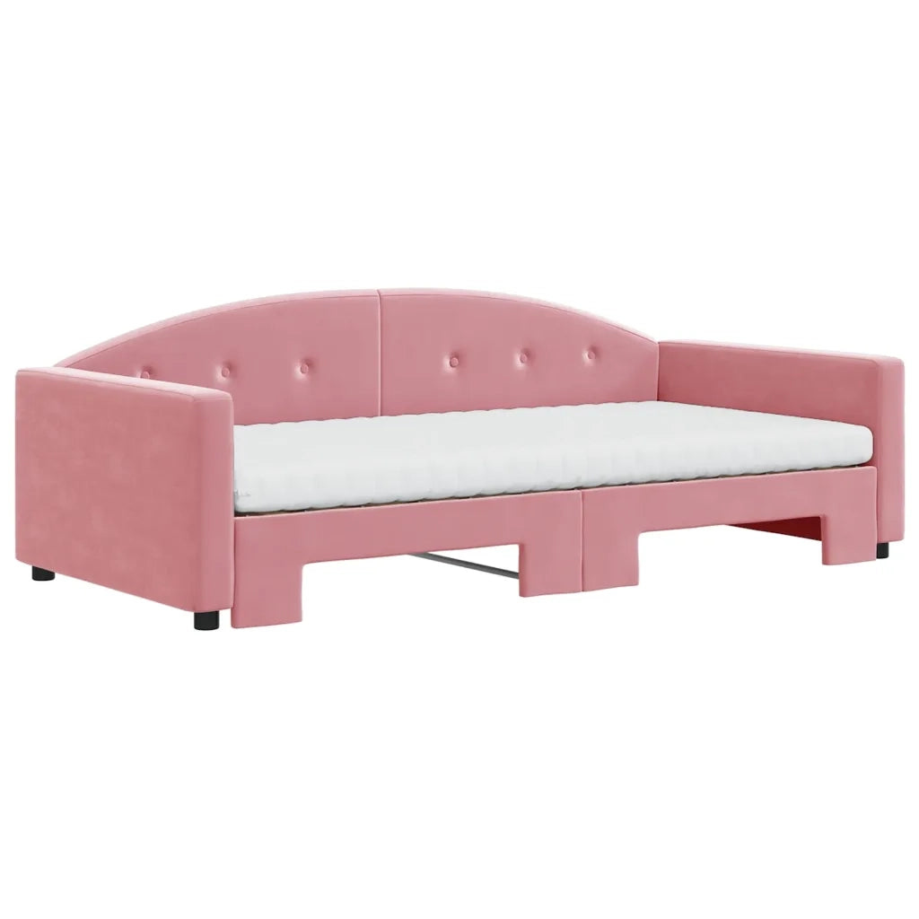 Divano Letto Estraibile con Materassi Rosa 100x200 cm Velluto 3197335