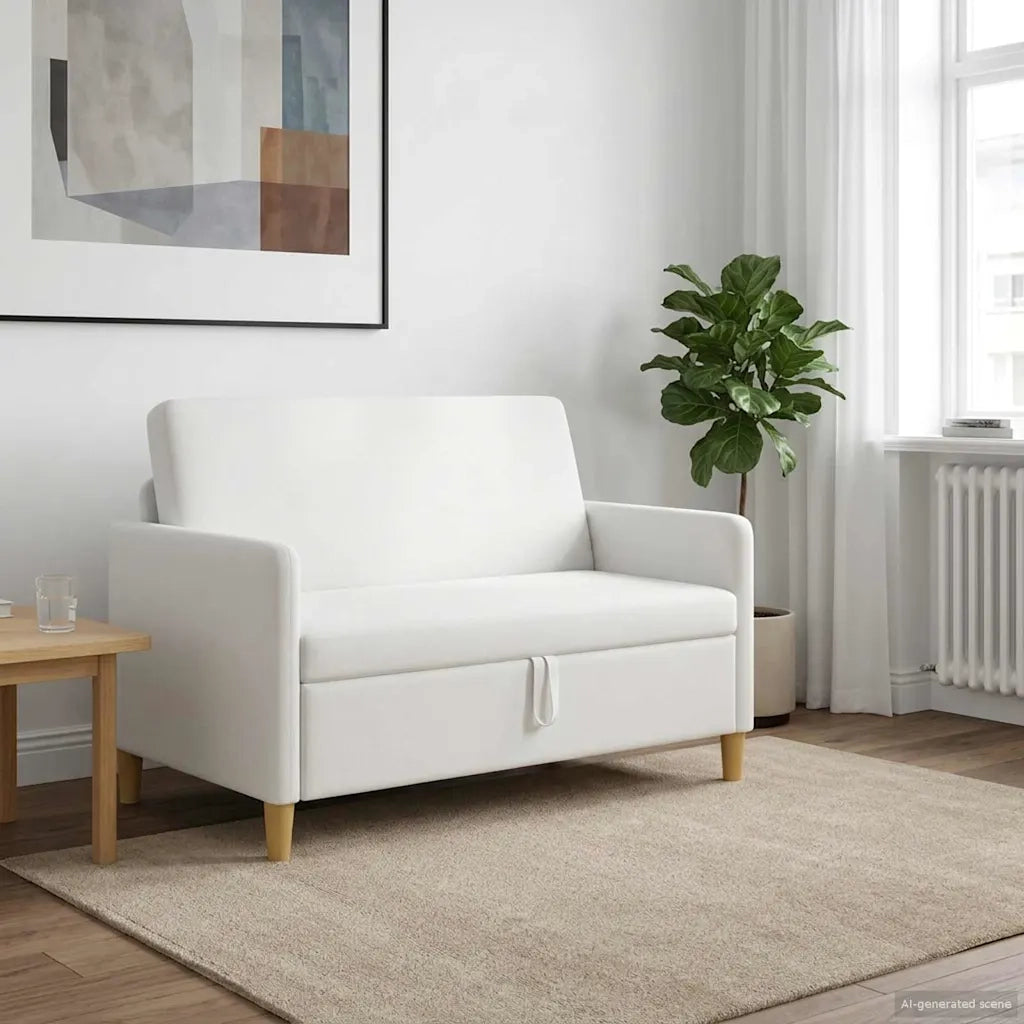 Divano con Storage Bianco 122 x 78 x 87 cm Poliestere 42036902