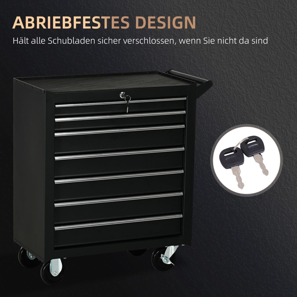 Carrello Portautensili con 7 Cassetti ¨C Zephmum ¨C Rosso, Acciaio, 69x33x75 cm