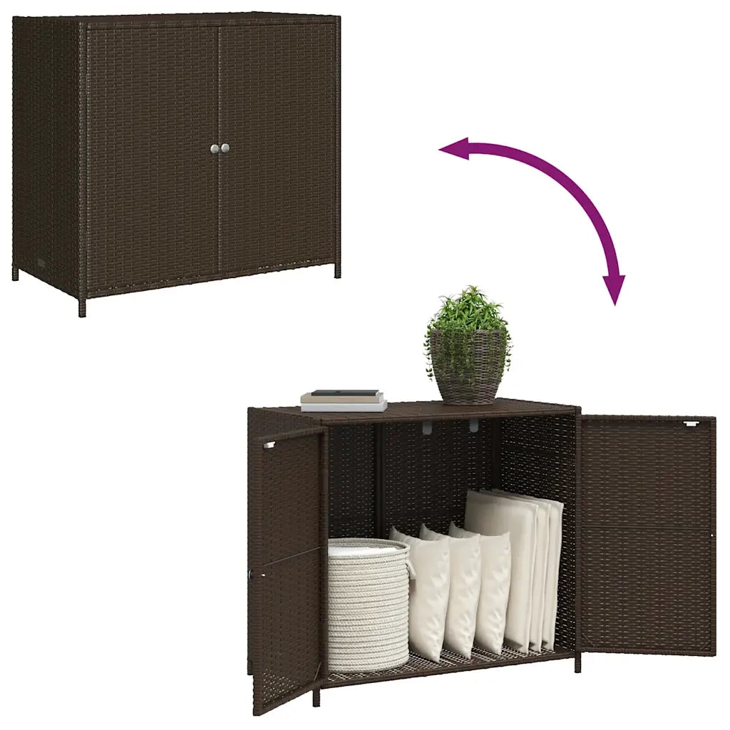 Armadietto Portaoggetti Giardino Marrone 83x45x76 cm Polyrattan 365544