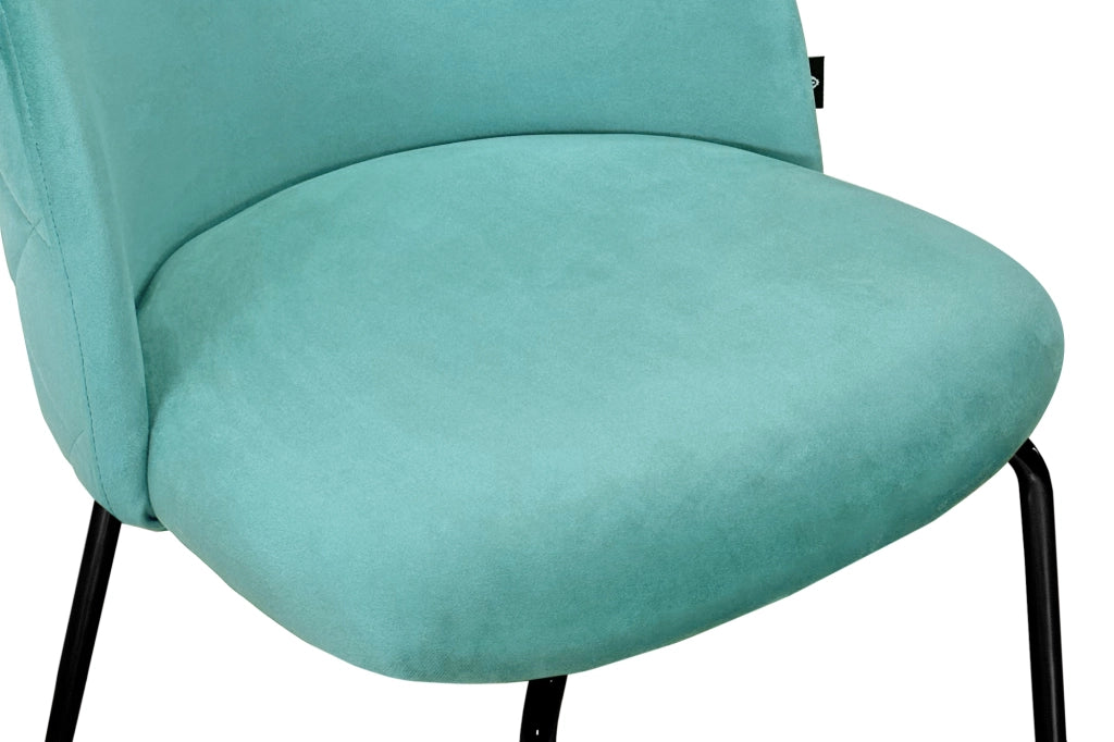 Sgabello cucina imbottito, sgabello alto in velluto verde tiffany piede nero – Nicole - SG20NIPN