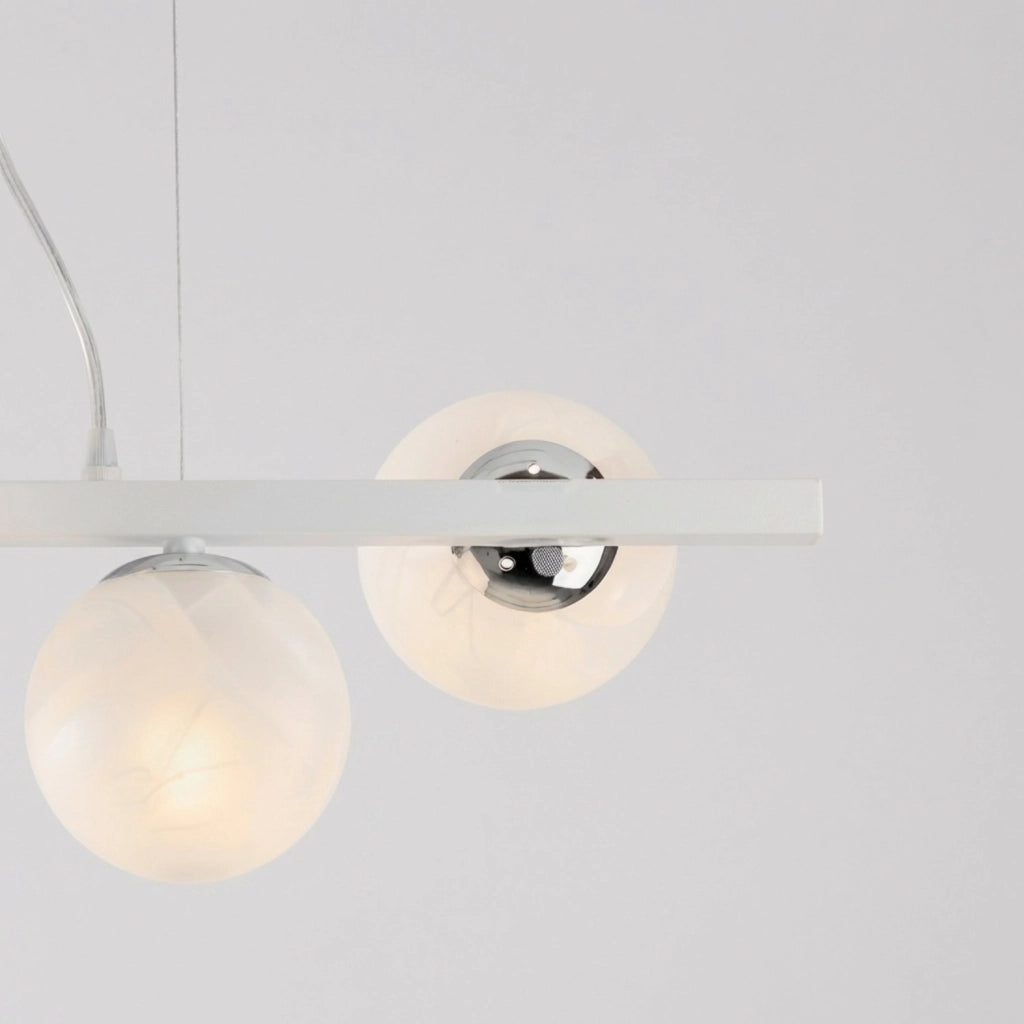 Lampadario Contemporaneo Adrian Metallo Bianco Cromo 6 Luci E14