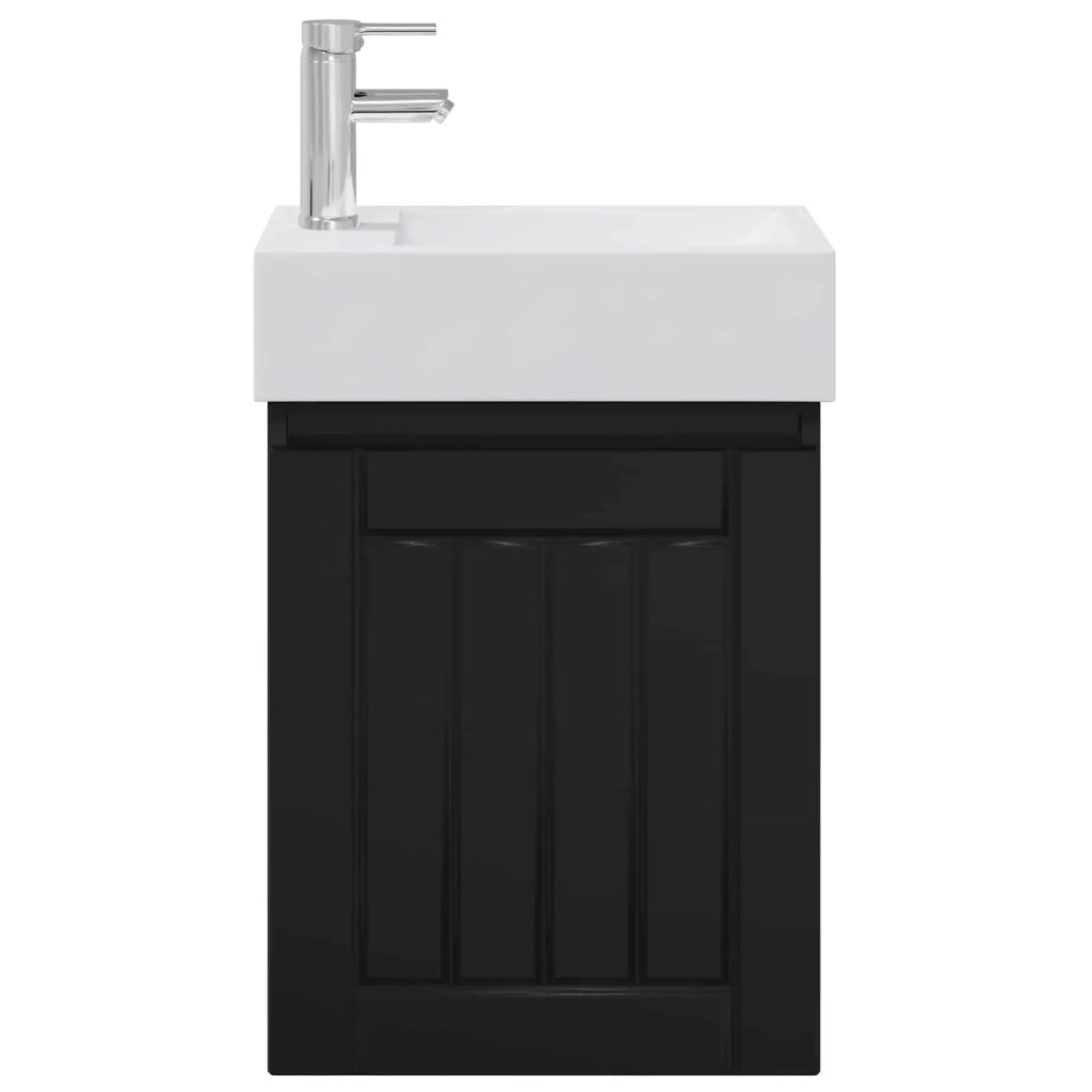 Mobile bagno con rubinetto Nero 45,5 x 25,5 x 84 cm