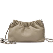 Borsa a tracolla da donna in vera pelle, colore grigio.