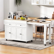 Isola da Cucina su Ruote con Piano Allungabile e Cassetti ¨C MINIMAL ¨C Bianco/Naturale