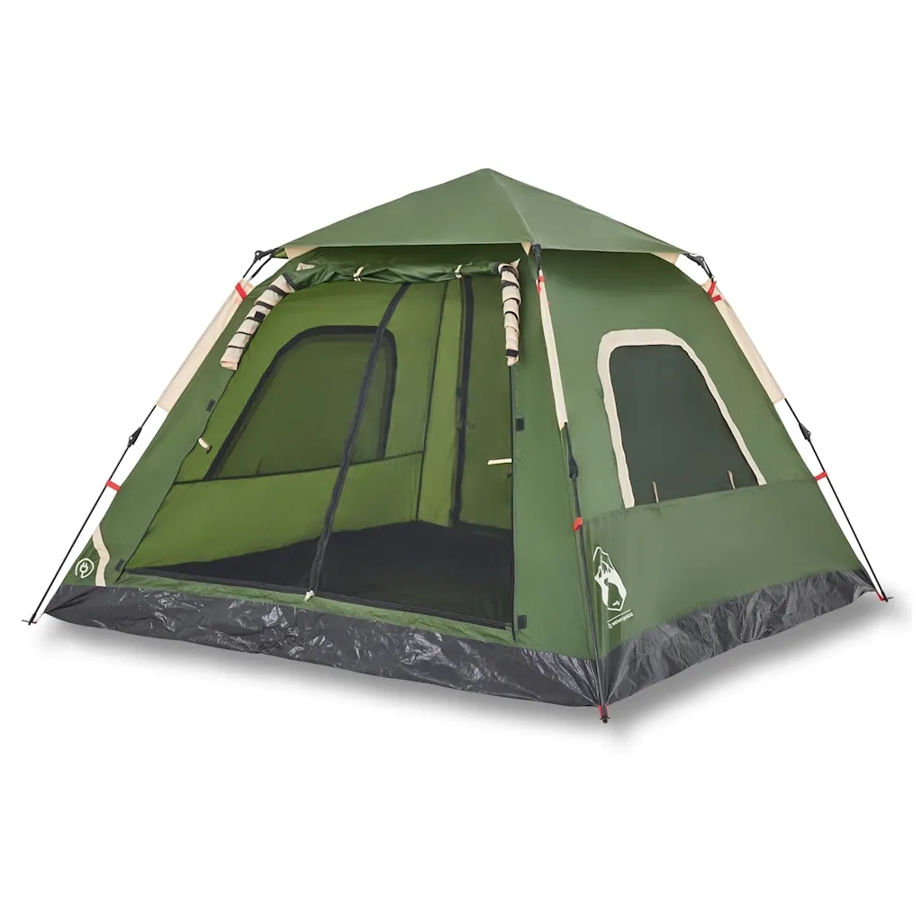 Tenda a Cupola da Campeggio 5 Persone Verde a Rilascio Rapido 4004146