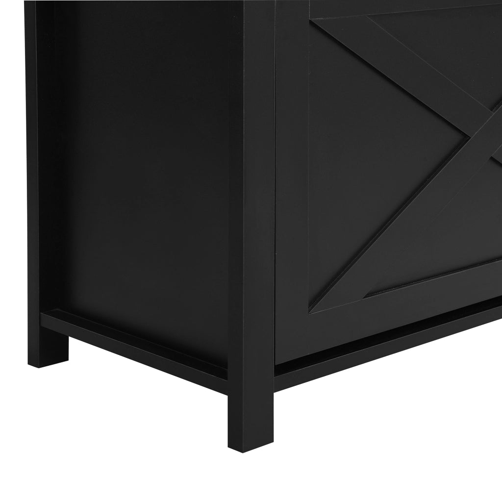 Armadio guardaroba da ingresso con ganci, ripiano e scarpiera, mobile da corridoio, in MDF nero e legno